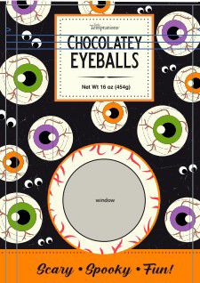 Little Temptations Chocolatey Eyeballs, Plastic Pouch Label, 16 oz.
