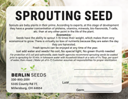 Product image for Berlin Seeds Recalls Alfalfa Sprouting Seed Because of Possible Health Risk