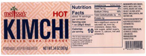 Image 5 - Melissa's Hot Kimchi – Net Wt. 14oz (397g) incorrect label