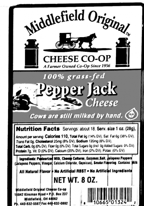 Middlefield Original Cheese Co-op Pepper Jack Cheese, 8 oz.