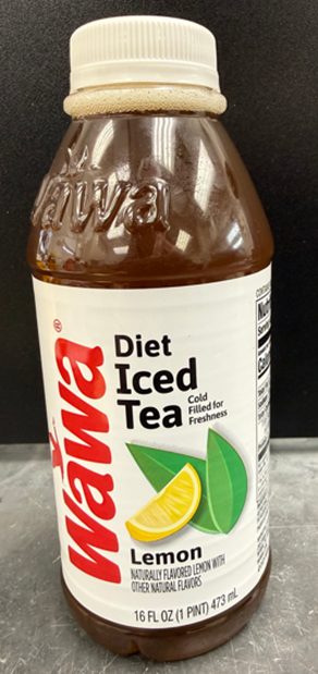 Wawa Diet Iced tea, Lemon 16 oz pint bottle (Front view)
