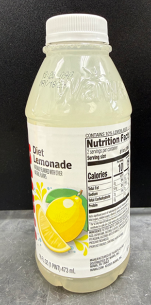 Wawa Iced tea, diet lemonade 16 oz pint bottle (Side view)