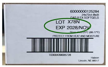 Photograph of Shipper Case Label Gas-X Extra Strength Softgels (72 ct.)
