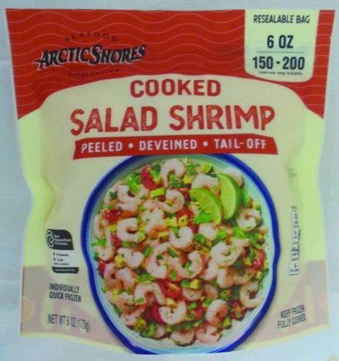 FROZEN COOKED SALAD SHRIMP 150-200 ARCTIC SHORES 6OZ BAG