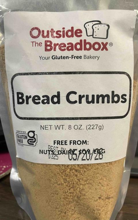 “Outside the Breadbox Bread Crumbs, 8 0z.”