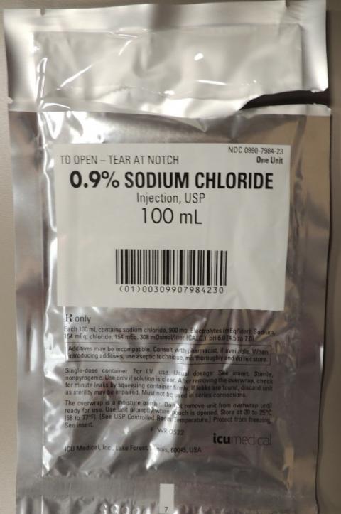 Correct overwrap for Sodium Chloride Injection