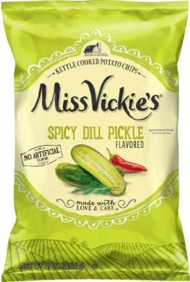 Miss Vickie’s Spicy Dill Pickle, 8oz bag, UPC 0 28400 76177 2
