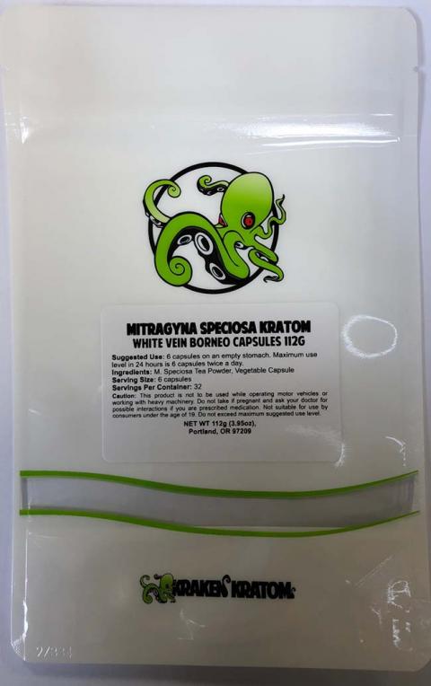 "MITRAGYNA SPECIOSA KRATOM WHITE VEIN BORNEO CAPSULES 112 G"