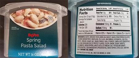 Example of Labeling – Hy-Vee Spring Pasta Salad – 1 pound (16oz)
