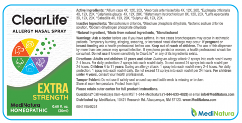 ClearLife Allergy Nasal Spray bottle label