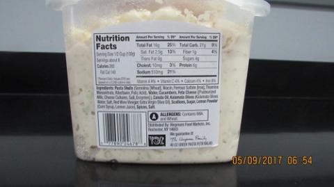 Wegmans potato salad nutrition label