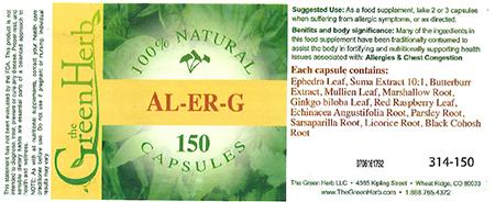 The Green Herb, AL-ER-G, 150 capsules