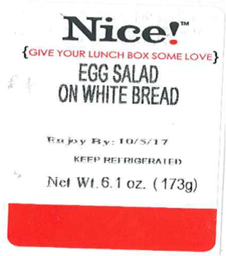 Front Label, Nice! Egg Salad on White Bread, 6.1 oz.