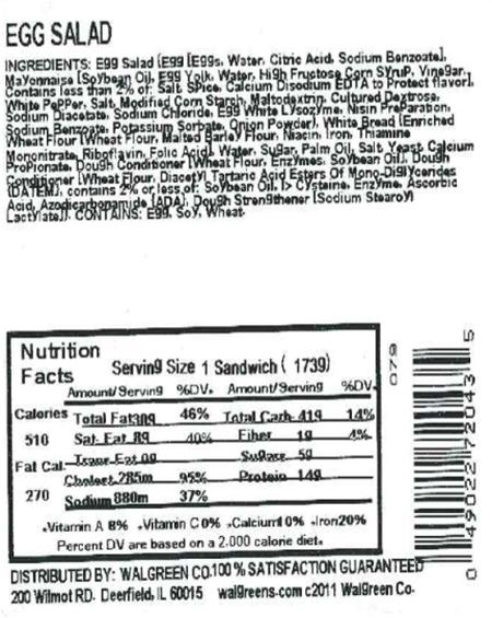 Back Label, Nice! Egg Salad on White Bread, 6.1 oz.