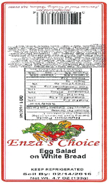 Image 2 - Label, Enza’s Choice Egg Salad on White Bread, 4.7 oz.