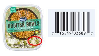 Mann's Nourish Bowls Cauli Rice Curry. US: Best if Used By in lower left corner and UPC on back. Affected Product date codes: OCT 11 - 19, 2017