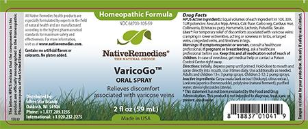 Homeopathic Formula, Native Remedies VaricoGo, ORAL SPRAY, 2 fl oz (59 mL)