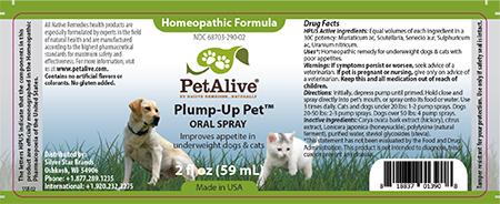 Homeopathic Formula, PetAlive, Plump-Up Pet, ORAL SPRAY, 2 fl oz (59 mL)
