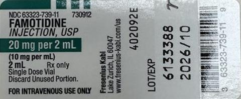 Fresenius Kabi Famotidine Injection vial – Lot 6133388
