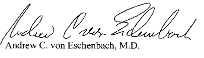 Dr. von Eschenbach's signature