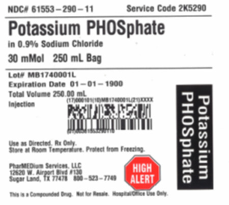 PharMEDium Label - Potassium PHOSphate in 0.9% Sodium Chloride 30 mMol in 250 mL Bag