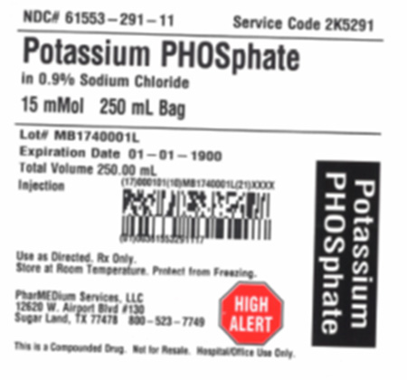 PharMEDium Label - Potassium PHOSphate in 0.9% Sodium Chloride 15 mMol in 250 mL Bag