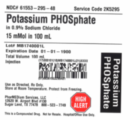 PharMEDium Label - Potassium PHOSphate in 0.9% Sodium Chloride 15 mMol in 100 mL Bag