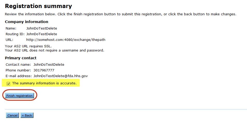 Registration Summary