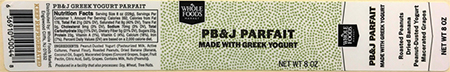 Whole Foods Market PB&J Parfait (8 oz.) labe