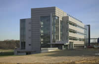 This is a photograph of the second floor walkway from the White Oak Building 21.