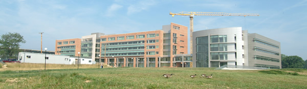 This is a panoramic photograph of the White Oak Buildings 21 and 22.