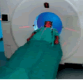 Image of a patient entering a CT scanning device