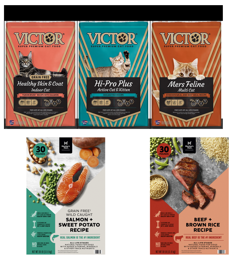 Representative Labeling, Victor Cat Food, Member’s Mark