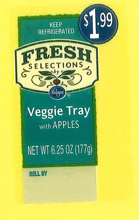 "Image 2 - Front and back labels: Fresh Selections by Kroger Veggie Tray with Apples"