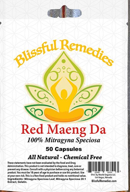 "Blissful Remedies, Red Maeng DA, 100% Mitragyna Speciosa, 50 Capsules"