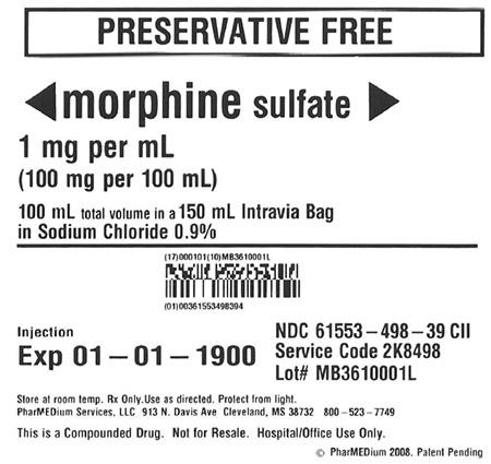 "Image 1 - 1 mg/mL Morphine Sulfate (Preservative Free) in 0.9% Sodium Chloride"