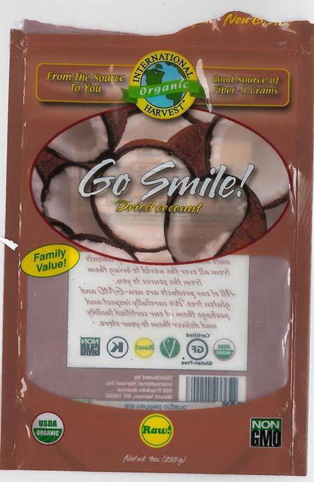 "International Harvest Go Smile! Dried Coconut Net Wt. 9 Oz."