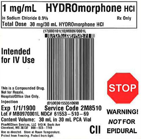 " Image 2 - 1 mg/mL HYDROmorphone HCl in 0.9% Sodium Chloride"