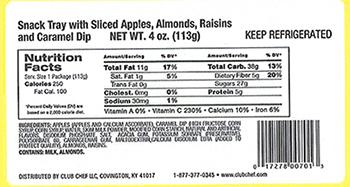 "Image 1 - Label: Club Chef LLC Snack Tray with Sliced Apples, Almonds, Raisins"