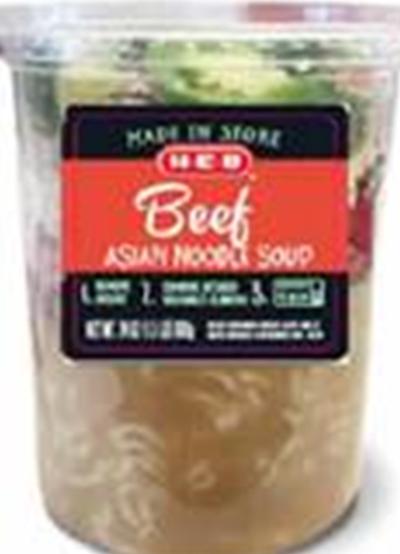 Label, H-E-B Asian Noodle Cup Beef