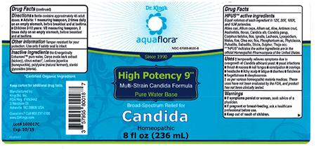 Image 1 - Product labeling, Dr. King’s Aquaflora Candida 8 fl oz (236 mL) Lot 102017C