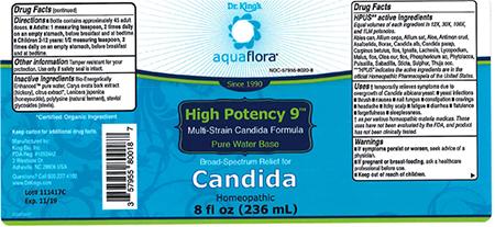 Image 1 - Product labeling, Dr. King’s Aquaflora Candida 8 fl oz (236 mL) Lot 111417C