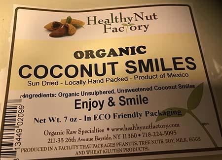 Healthy Nut Factory, Organic Coconut Smiles, Net Wt. 7 oz