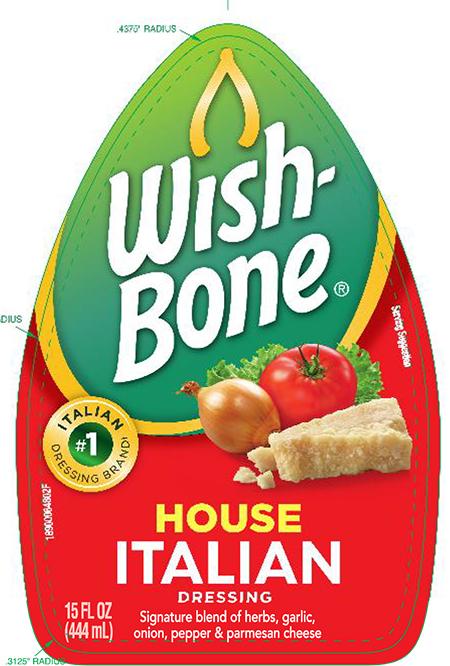 Front label, Wish Bone House Italian Salad Dressing