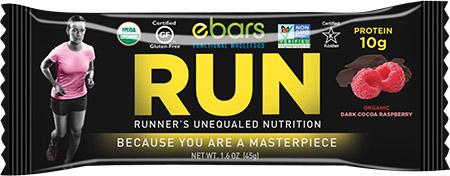 ebars RUN RUNNERS UNEQUALED NUTRITION ORGANIC DARK COCOA RASPBERRY NET WT 1.6 OZ 45g.jpg
