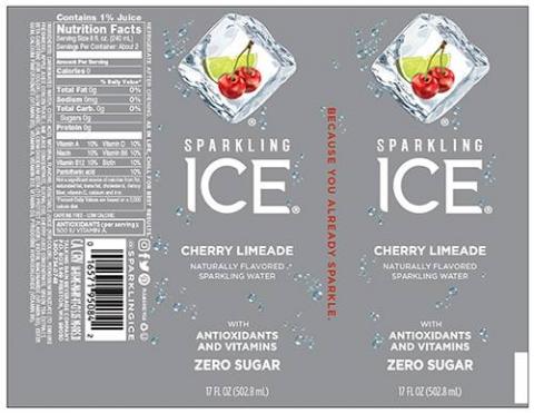 SPARKLING ICE CHERRY LIMEADE NATURALLY FLAVORED SPARKLING WATER 17 FL OZ (502.8 mL) LABEL