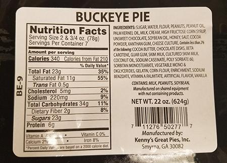 Back label, Buckeye Pie