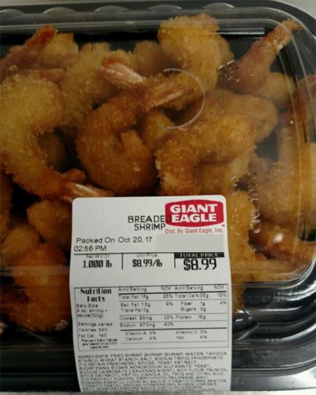 Label, Giant Eagle Breaded Shrimp